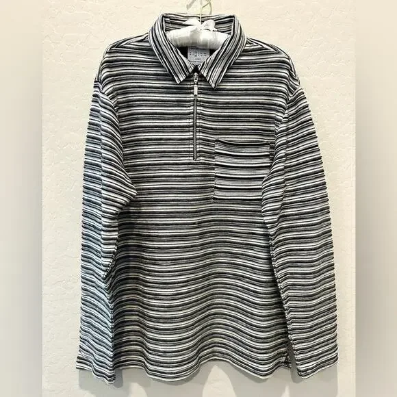 URBAN OUTFITTERS | Men’s Striped Quarter-Zip Collared Pullover | Size Medium - Picture 1 of 8